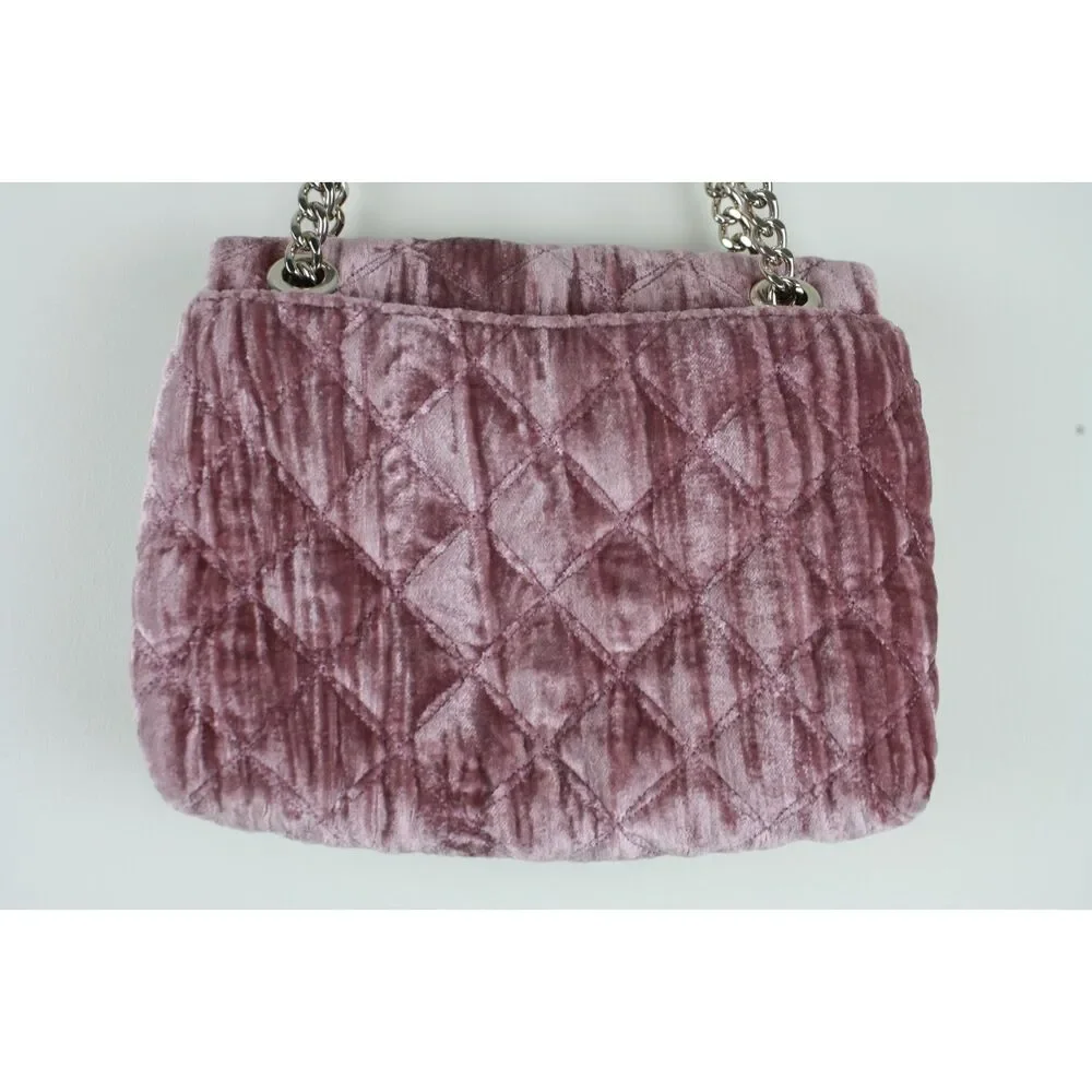 Kate Spade New York Natalia Pink Velvet Quilted Chain Shoulder Bag Coquette